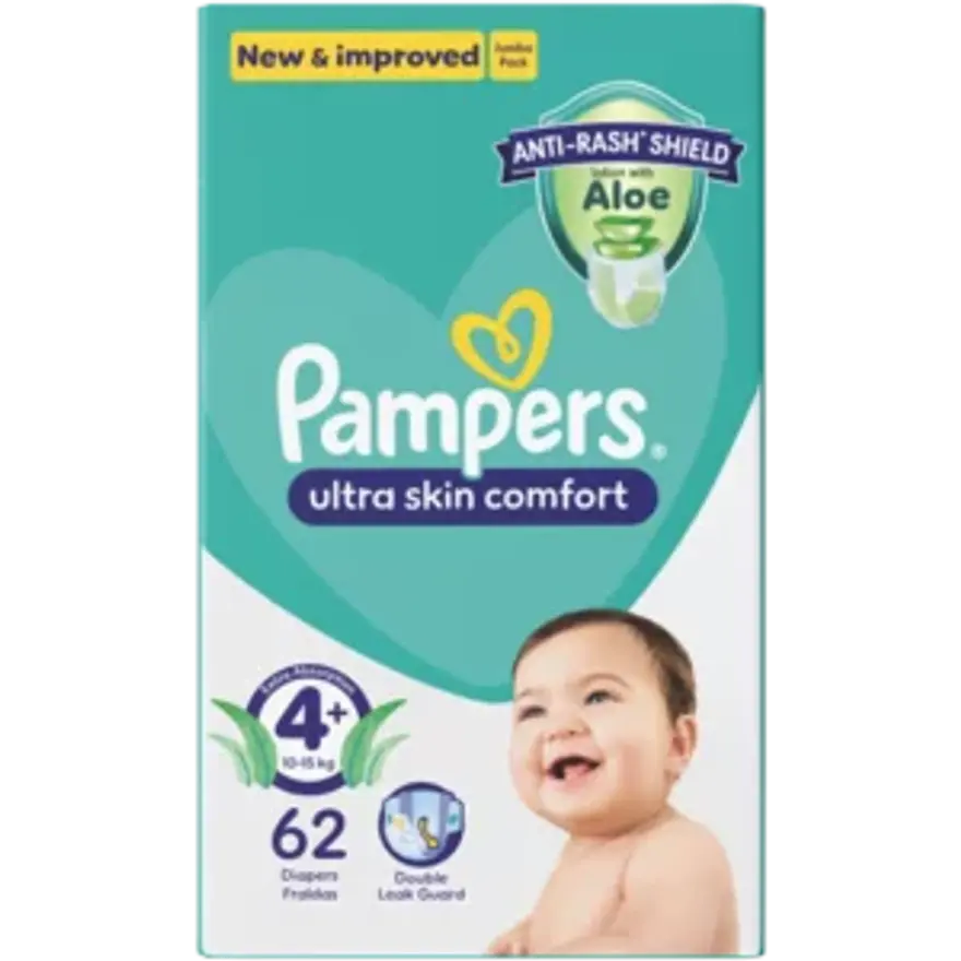Pampers 62 Diapers Size 4+