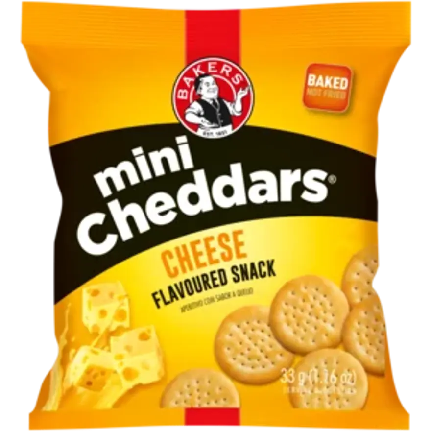 Bakers Mini Cheddars Kaas Snack 33g