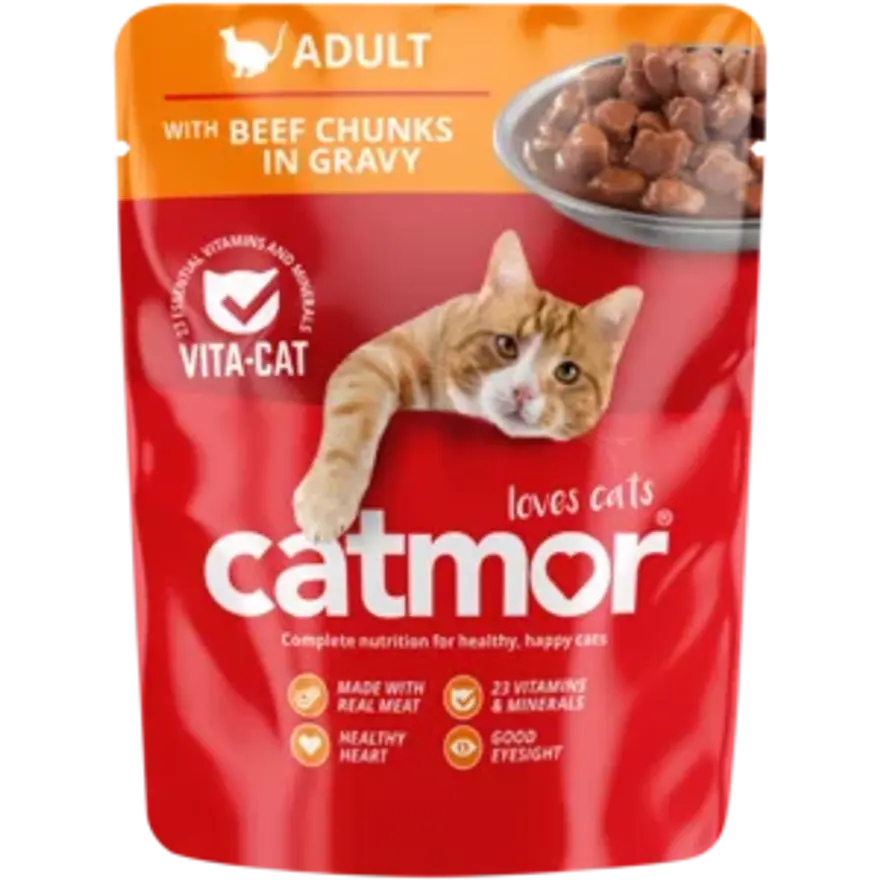 Catmor Wet Adult Beef Chunks In Gravy