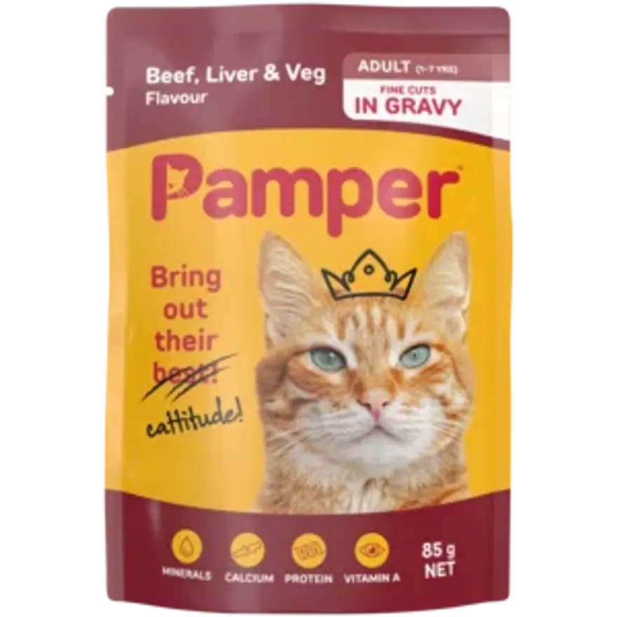 Pampers Fine Cut Beef, Liver & Vegetable in Gravy 85g