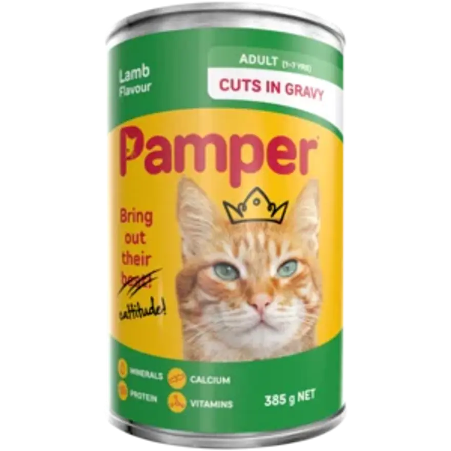 Pampers Cat Food Cuts in Gravy Lamp Flavour 385g