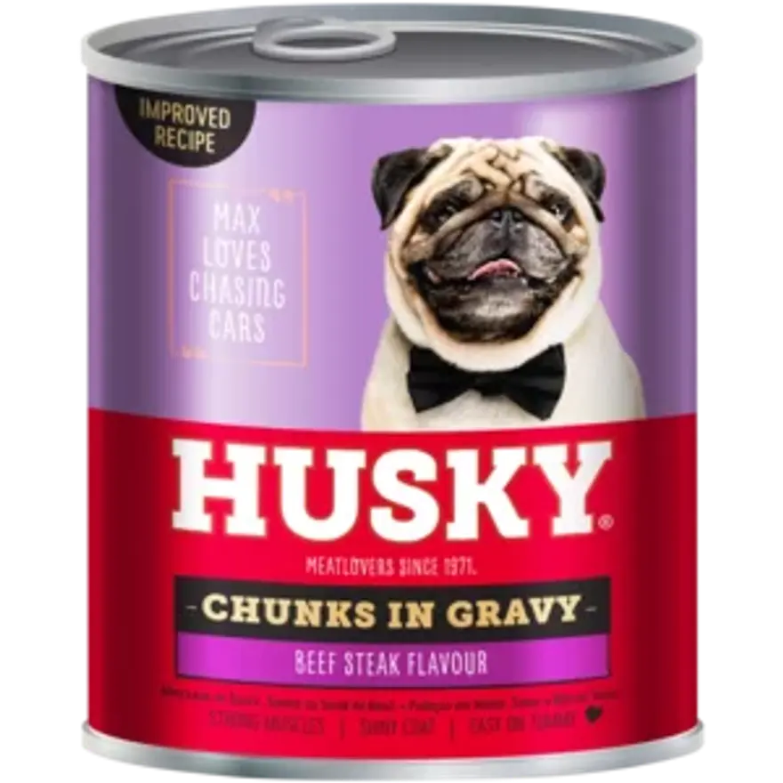 Husky Dog Food Chunks In Gravy Steak