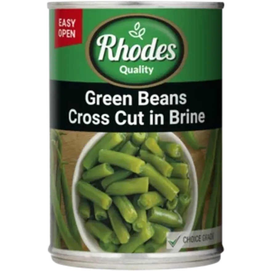 Rhodes Green Beans Cross Cut in Brine 400g