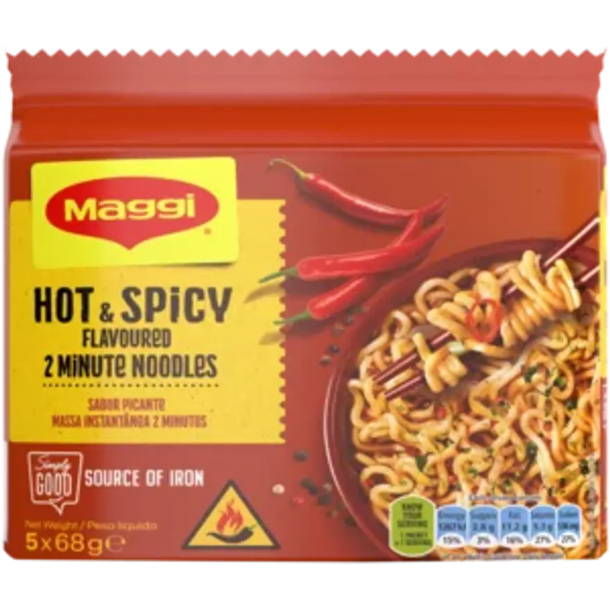 Maggi 2 Minute Noodles Hot & Spicy 5 Pack
