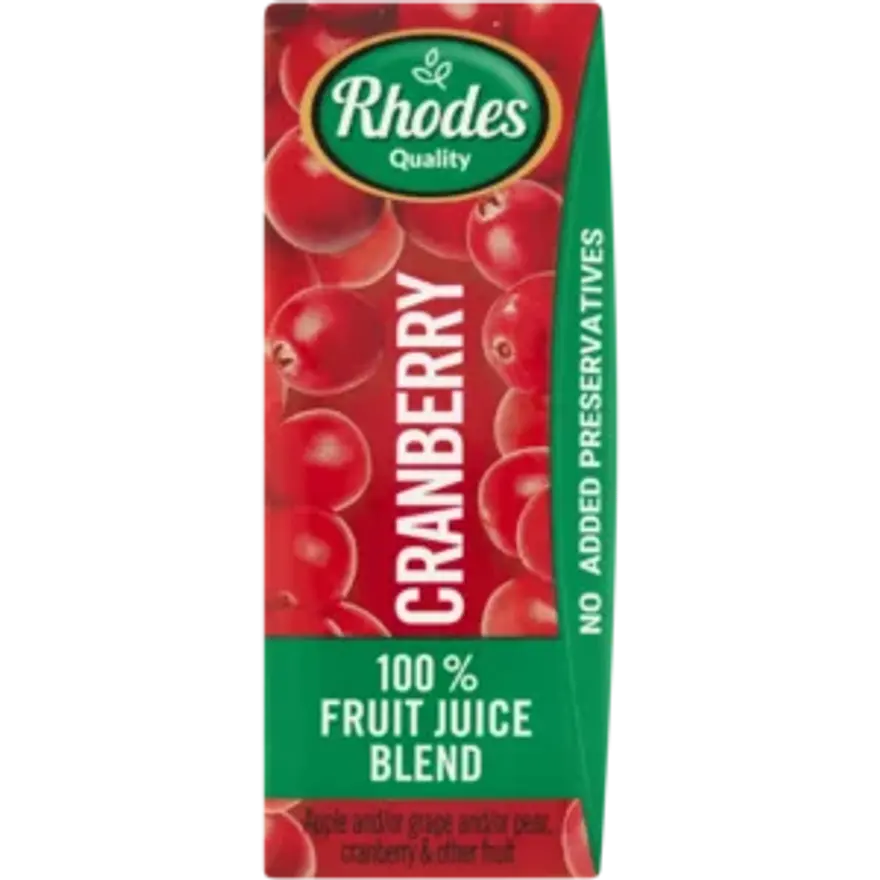 Rhodes Cranberry 100% Fruit Sap 200ml
