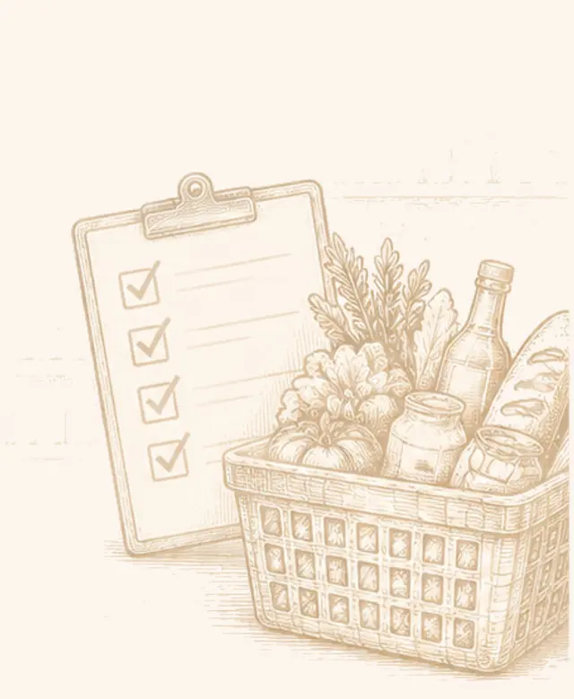 Checked grocery basket